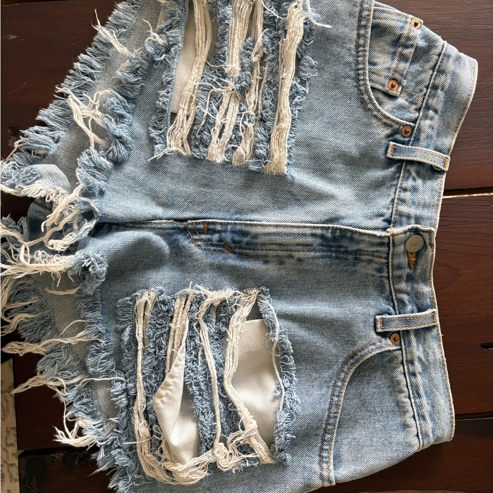 Distressed Denim Shorts